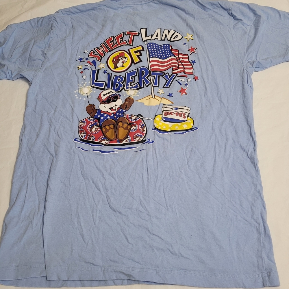Buc-ees Sweet Land of Liberty Patriotic T-Shirt Mens Large Blue 4th Of July